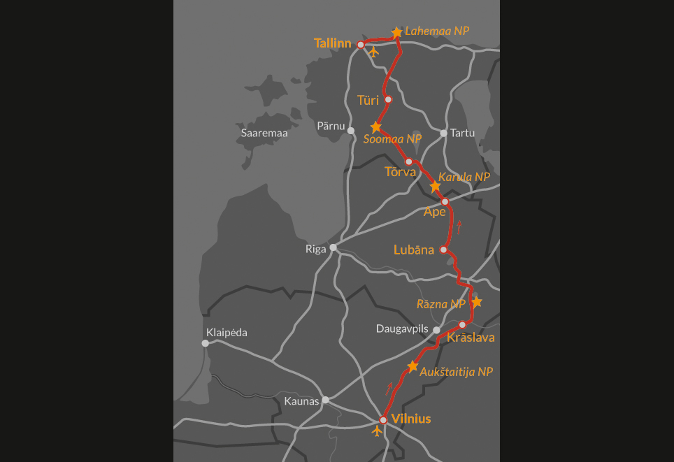 Karte 1 zu Terra Baltica - Mit dem Rad durch das Baltikum