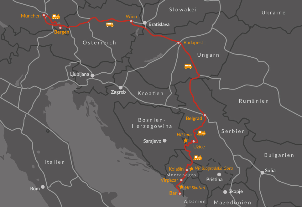 Karte-Belgrad-Bar-Serbien-Montenegro